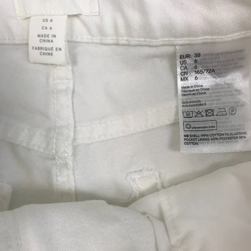 High Rise White denim raw edge cutoff shorts size6